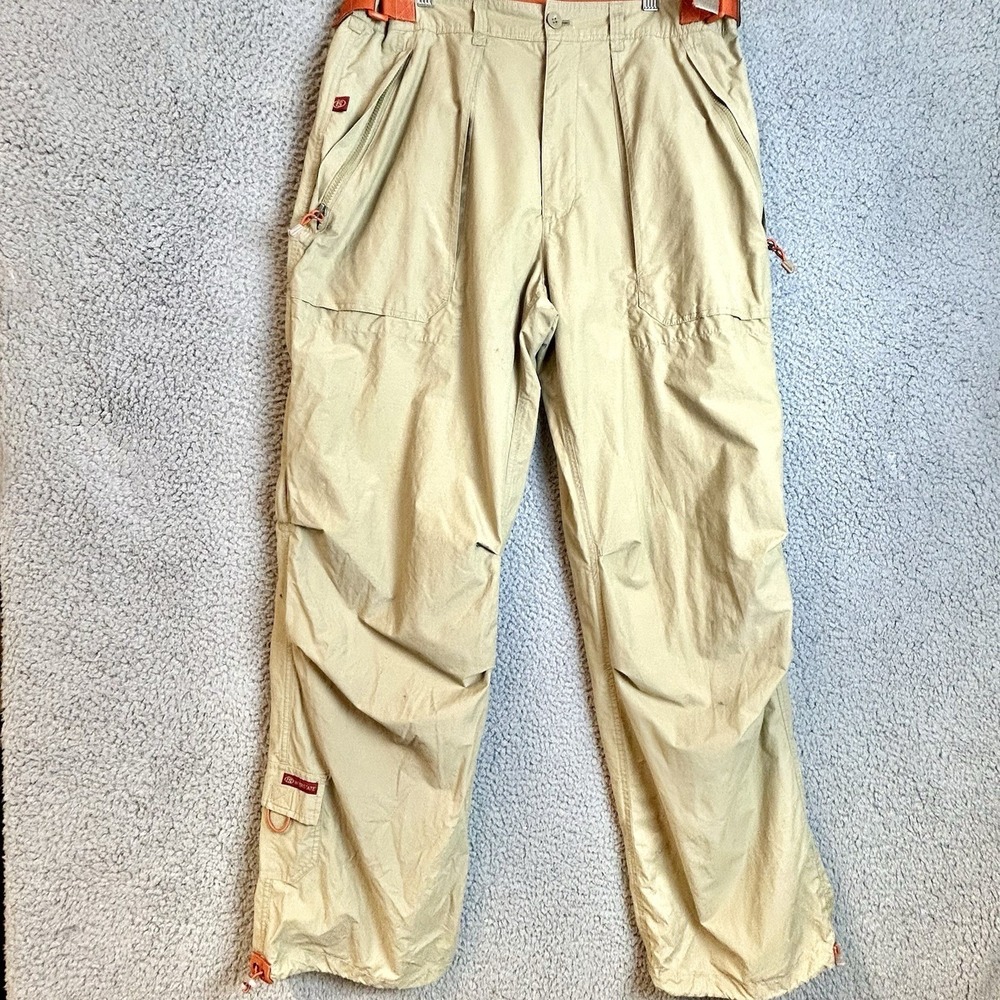 Interstate IS Pants Mens 36-38 Khaki Cargo Military Baggy Y2K 90s Skater Wear